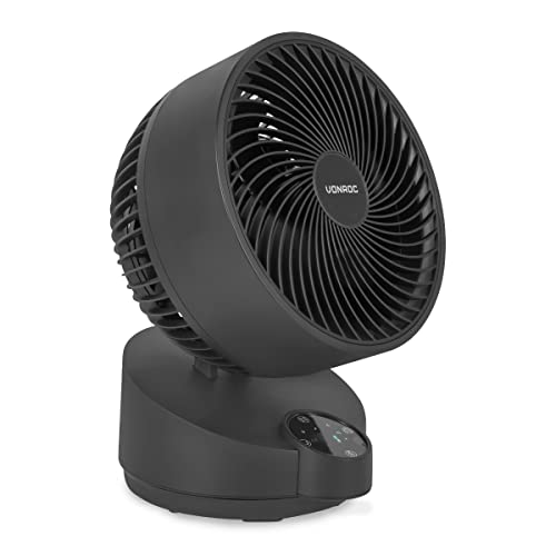 VONROC Luxuriöser Ventilator - Tischventilator - Sehr leise - Inklusive Fernbedienung - 3 Geschwindigkeitsstufen - Schwenkfunktion - Um 180° neigbar- Schwarz von VONROC