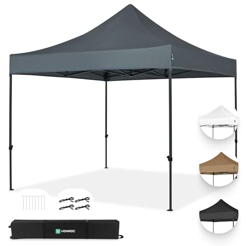 VONROC Pavillon 3x3m wasserdicht stabil - Partyzelt EasyUp System [3Min Aufbau] Popup Faltpavillon modular erweiterbar als Festival Zelt, Gartenpavillon von VONROC