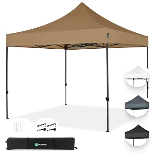 VONROC Pavillon 3x3m wasserdicht stabil - Partyzelt EasyUp System [3Min Aufbau] Popup Faltpavillon modular erweiterbar als Festival Zelt, Gartenpavillon von VONROC