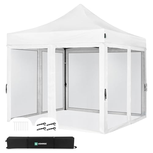 VONROC Pavillon 3x3m wasserdicht stabil - Partyzelt EasyUp System [3Min Aufbau] Popup Faltpavillon modular erweiterbar als Festival Zelt, Gartenpavillon von VONROC