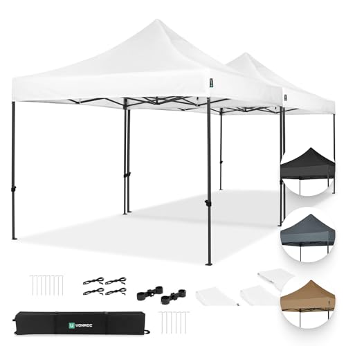 VONROC Pavillon 6x3m wasserdicht stabil - Partyzelt EasyUp System [3Min Aufbau] Popup Faltpavillon modular erweiterbar als Festival Zelt, Gartenpavillon von VONROC