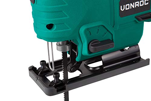 VONROC Stichsäge Akku 20V- Pendelhubstichsäge mit variablem Schnittwinkel & Geschwindigkeit - ohne Akku & Ladegerät- inkl. 2 Sägeblätter von VONROC