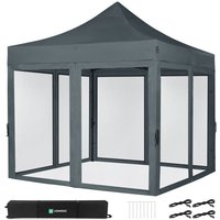 Vonroc - Faltpavillon 3x3m – Set inkl. Moskitonetz Seitenwände – Modular – Faltbar – Wasserdicht – Stahlrahmen – UV-Schutz 50+ – Inkl. Tragetasche – von VONROC