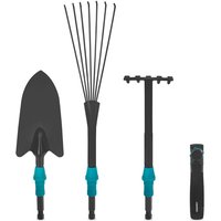 Vonroc - Gartengeräte-Set 3-in-1, V-Fix-System Laubrechen, Schaufel und Handrechen von VONROC