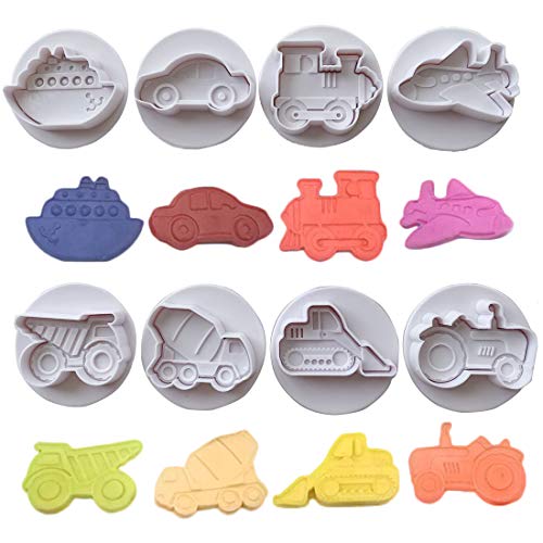 VONUOBEY 8 Stück Backformen Fahrzeug Kuchen Fondant Transport Auto Plunger DIY Dekorieren Werkzeuge von VONUOBEY