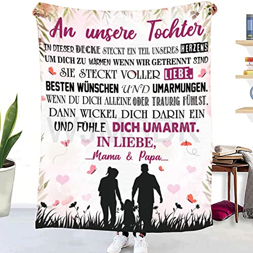 Personalisierte Decke Geschenk für Unsere Tochter, Kuscheldecke Flauschige An Unsere Tochter von Mama und Papa, Witziges Weihnachten Geburtstags Abschluss-Geschenke von VOODUE