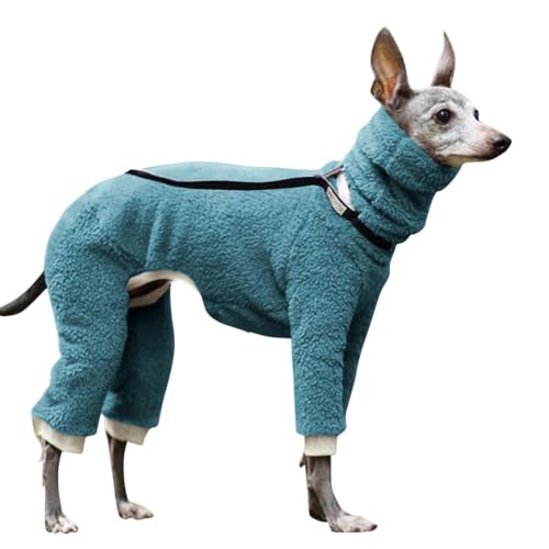 VOODUE hundemantel Italienischer Windhund-Kapuzenpullover, warme Winter-Fleecejacke, hoher Kragen, Whippet-Kleidung, Hunde-Winterkleidung (Color : Lake Blue, Size : XL) von VOODUE