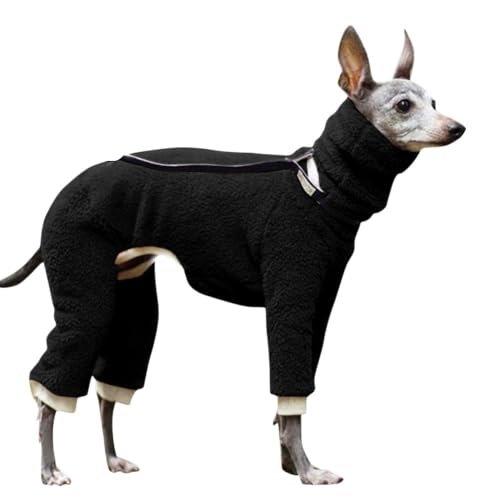 VOODUE hundemantel Italienischer Windhund-Kapuzenpullover, warme Winter-Fleecejacke, hoher Kragen, Whippet-Kleidung, Hunde-Winterkleidung (Color : Schwarz, Size : XL) von VOODUE