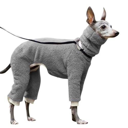 VOODUE hundemantel Italienischer Windhund-Kapuzenpullover, warme Winter-Fleecejacke, hoher Kragen, Whippet-Kleidung, Hunde-Winterkleidung (Color : grau, Size : L) von VOODUE