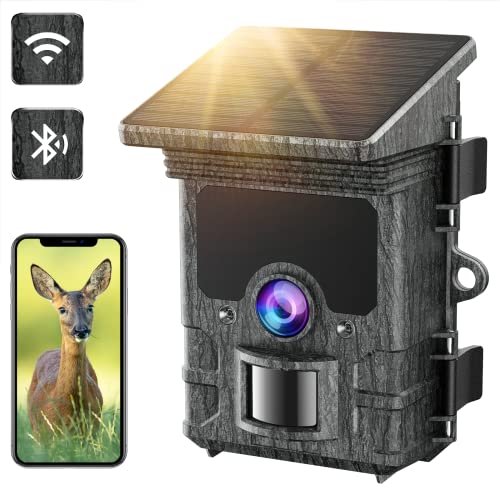 VOOPEAK Wildkamera Solar WLAN - 4K 46MP Bluetooth Wildkamera mit Handyübertragung APP, Wildtierkamera mit Bewegungsmelder Nachtsicht IR 0,1s Schnelle Auslöser 120° Weitwinkel IP66 wasserdichte von VOOPEAK