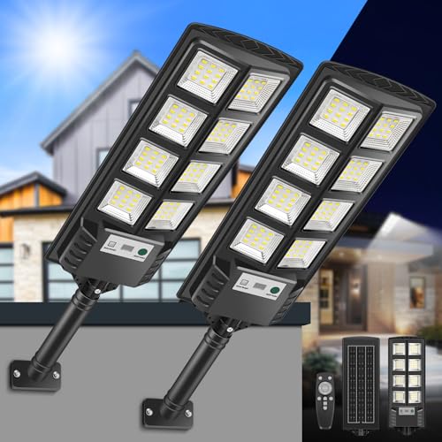 VOPHICHO Solarlampen für Außen, superhelle 6000K LED Solarleuchte mit Bewegungssensor und Fernbedienung, Solar-Straßenleuchten für Außen IP66 Wasserdichte Solar-Wandleuchte für Garten Garage von VOPHICHO