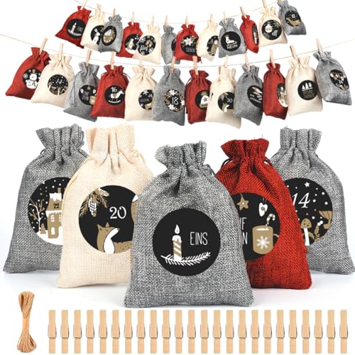 VIPOWOZ Adventskalender zum Befüllen 2024, Adventskalender Selber Befüllen für Kinder Frauen Männer, 24 Adventskalender Säcke 3 Größen, Adventskalender Säckchen Groß, Weihnachtskalender Kinder VIPOWOZ Adventskalender zum Befüllen 2024, Adventskalender Selber Befüllen für Kinder Frauen Männer, 24 Adventskalender Säcke 3 Größen, Adventskalender Säckchen Groß, Weihnachtskalender Kinder von VOPIWOZ