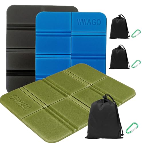 VOPIWOZ 3 Stück Outdoor Kissen Wetterfest, Thermo Sitzkissen Faltbar Tragbar mit Tragetasche, Sitzpolster Schaumstoff, Geeignet für Gartenstuhlauflagen, Stadion, Camping, Outdoor Wandern Zubehör von VOPIWOZ