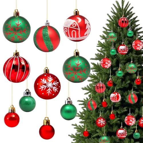 VOPIWOZ 44 Stück Christbaumkugeln, Christbaumschmuck Rot Grün Weihnachtsbaumkugeln, 12 Stück 6cm und 32 Stück 3cm, Wetterfeste Weihnachtskugeln für Weihnachtsdeko VOPIWOZ 44 Stück Christbaumkugeln, Christbaumschmuck Rot Grün Weihnachtsbaumkugeln, 12 Stück 6cm und 32 Stück 3cm, Wetterfeste Weihnachtskugeln für Weihnachtsdeko von VOPIWOZ