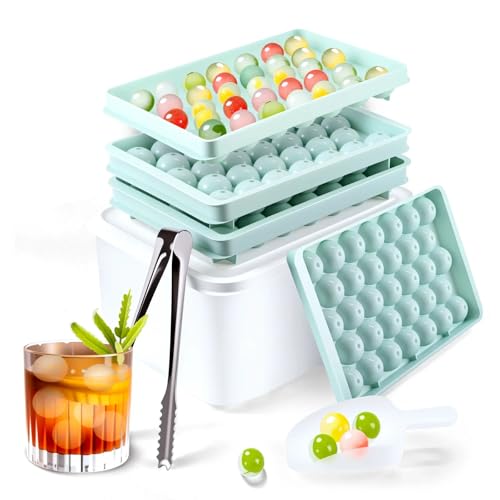 VOPIWOZ Eiswürfelform Rund, Eiswürfelbehälter mit Deckel, Behälter, Eisschaufel und Clip, 99 Stück Eiswürfel, Einfach Drehung, um Eiswürfel Freizugeben, für Babybrei, Biere, Getränke, Säfte, Whiskey VOPIWOZ Eiswürfelform Rund, Eiswürfelbehälter mit Deckel, Behälter, Eisschaufel und Clip, 99 Stück Eiswürfel, Einfach Drehung, um Eiswürfel Freizugeben, für Babybrei, Biere, Getränke, Säfte, Whiskey von VOPIWOZ