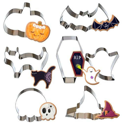 VOPIWOZ Halloween Ausstecher 7 Backformen Edelstahl Plätzchenausstecher Sie Können Leckere und Interessante Kekse Backen für die Halloween Kuchen Deko von VOPIWOZ