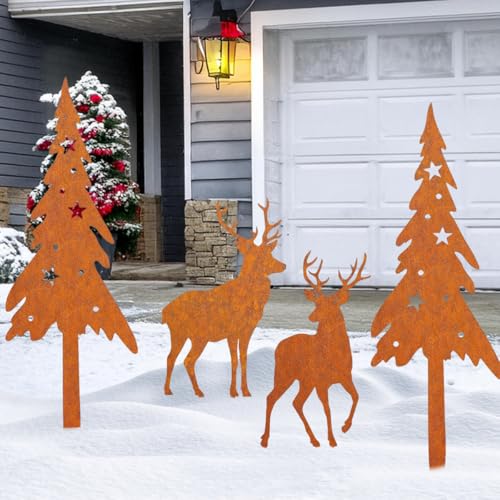 VOPIWOZ Rost Deko Weihnachten, 4 Gartenstecker Weihnachten, Roststecker Weihnachten, Hirsch Deko Weihnachten und Metall Weihnachtsbaum für Weihnachtsdeko Garten VOPIWOZ Rost Deko Weihnachten, 4 Gartenstecker Weihnachten, Roststecker Weihnachten, Hirsch Deko Weihnachten und Metall Weihnachtsbaum für Weihnachtsdeko Garten von VOPIWOZ
