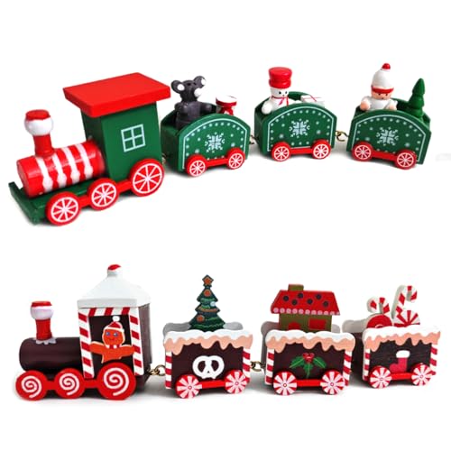 VOPIWOZ Weihnachtszug Deko, 2 Christmas Train Holz, Tischdeko Weihnachten, Rot Grün Weihnachtszug Mini, Weihnachten Neujahr Geschenke Weihnachtsdorf Deko, Zug für Christbaum VOPIWOZ Weihnachtszug Deko, 2 Christmas Train Holz, Tischdeko Weihnachten, Rot Grün Weihnachtszug Mini, Weihnachten Neujahr Geschenke Weihnachtsdorf Deko, Zug für Christbaum von VOPIWOZ