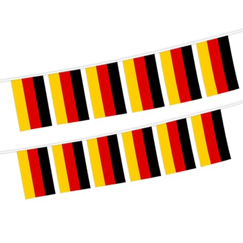 Deutschland Flaggenkette Wimpelkette, Deutschland Flagge 14x21cm Perfekte Dekorationen für Bar, Party, Festival, WM EM Euro Sportvereine (10m) von VORAE