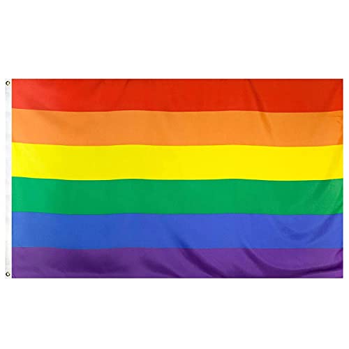 Pride Flag 150 x 90 cm LGBTQ Flagge, LGBT Regenbogen Flagge Gay flag mit Metalösen - UV-lichtbeständig - Doppelt Genäht (Regenbogen A) von VORAE