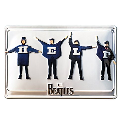 Logoshirt® The Beatles Blechschild I Metall-Schild mit klassischem Retro-Motiv in 3D I 30x20cm Help! Retro-Schild I langlebiger Druck & Lizenziertes Originaldesign von VORAGA