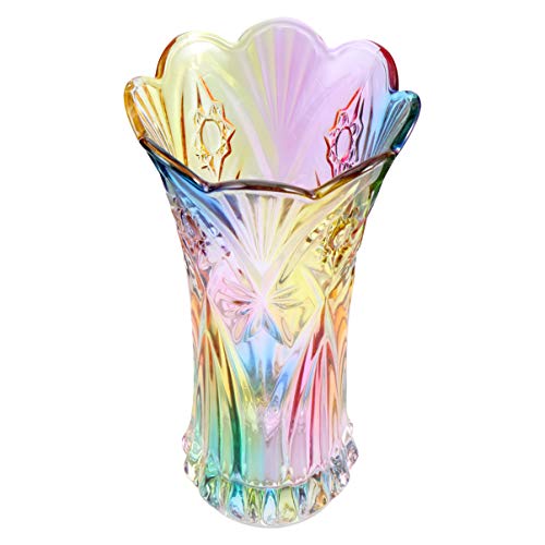 VORCOOL 1Pc Blumenvase Kristallglas Phoenix Schwanzform Vase Große Regenbogen Bunte Blumenvase für Wohnkultur (9. 43X4. 91X4. 91 Zoll) von VORCOOL