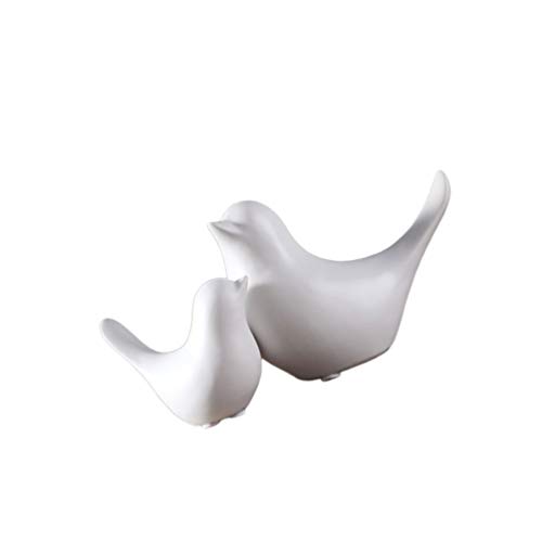 VORCOOL 2Pcs Weiß Keramik Vogel Figuren Set Moderne Tier Vogel Skulpturen Handwerk für Landschaft Garten Home Office Desktop Display Dekor von VORCOOL