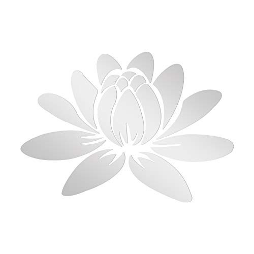 VORCOOL 3D Lotus Acryl Wandaufkleber Abnehmbare Spiegel Aufkleber Umweltfreundliche Wandtattoos für Schlafzimmer Wohnzimmer Badezimmer Dekoration (Silber) von VORCOOL