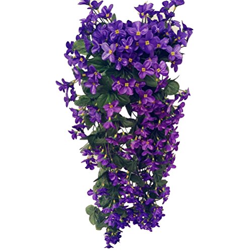 VORCOOL Hängenden Künstliche Blumen Veilchen Girlande Kranz Hochzeit Haus Dekoration (Tiefes Lila) von VORCOOL