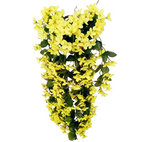 VORCOOL Künstliche Blumen 4 Blütenblätter Hängedeko Hochzeit Home Decor (Gelb) 80cm von VORCOOL