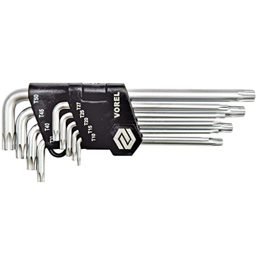 Torx T-Profil E-Profil Winkel Schlüssel mit Bohrung 9 tlg T10 - T50 Torx T-Profil E-Profil Winkel Schlüssel mit Bohrung 9 tlg T10 - T50 von VOREL