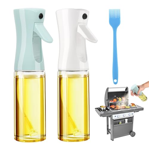 VORHOT 2 Stück Öl Sprühflasche Glas, 200ml Sprühflasche für Speiseöl, Ölsprüher für Heißluftfritteuse, Ölsprüher für Air Fryer, Öl Spray für Küche, Grillen, Salat, BBQ, Heißluftfritteuse, Backen von VORHOT