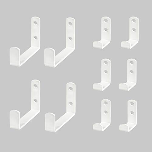 VORMANN Wandhaken Garderobenhaken Gerätehaken Garagenhaken Haken | Stahl weiß | witterungsbeständig | 10-teil. Set (6 Stk. 49 x 29 x 15 x 17 mm und 4 Stk. 65 x 80 x 35 x 17 mm) | Made in Germany von VORMANN