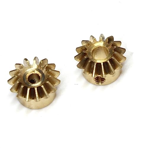 VORNEL Ritzel-Spirale 2PCS 0,8 M 15T Kegelritzel 1:1 Kegelrad 3mm 4mm 5mm 6mm 6,35mm Bohrung Loch 0,8 Modul 15 Zähne Messing Kegelrad M3 Schraube Gehrungswurm (Color : 0.8M 15T, Size : 3mm Brass) von VORNEL