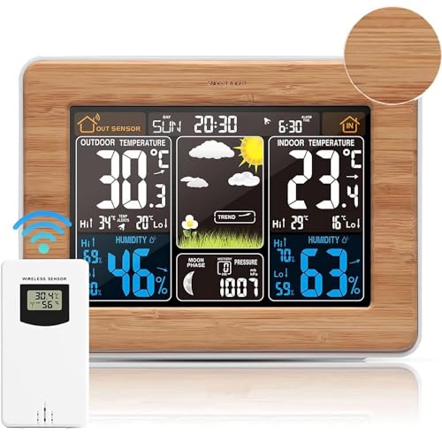 VORRINC Wetterstation mit Außensensor, Digital Wecker LCD Display - Wetterstationen mit Wettervorhersage, Temperaturwarnung, Uhrzeitanzeige, Wecker - Batteriebetrieb und Netzbetrieb(Gelb) VORRINC Wetterstation mit Außensensor, Digital Wecker LCD Display - Wetterstationen mit Wettervorhersage, Temperaturwarnung, Uhrzeitanzeige, Wecker - Batteriebetrieb und Netzbetrieb(Gelb) von VORRINC