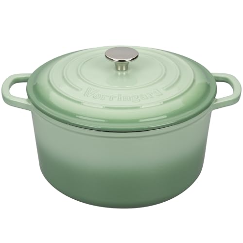 Vorringard emaille Gusseisen Topf mit Deckel-für Küche Backen Schmoren Braten, 26cm, Grün von VORRINGARD