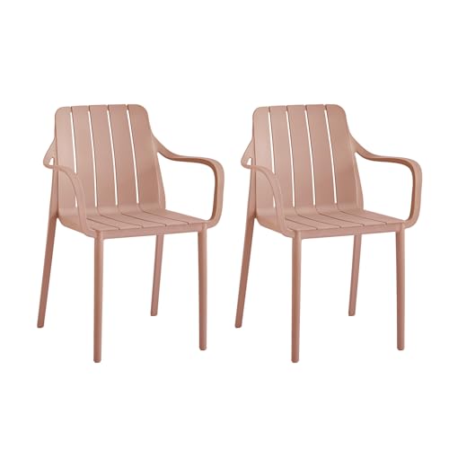 VORTIVO Gartenstühle 2er Set stapelbar - Hochwertige Outdoor-Stühle in Rosa, wetterfest, UV-beständig, bis 200 kg – für Balkon, Terrasse & Esszimmer von VORTIVO