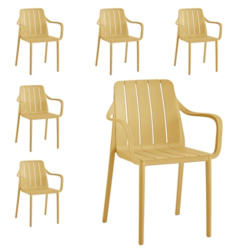 VORTIVO Gartenstühle 6er Set stapelbar - Hochwertige Outdoor-Stühle in Gelb, wetterfest, UV-beständig, bis 200 kg – für Balkon, Terrasse & Esszimmer VORTIVO Gartenstühle 6er Set stapelbar - Hochwertige Outdoor-Stühle in Gelb, wetterfest, UV-beständig, bis 200 kg – für Balkon, Terrasse & Esszimmer von VORTIVO