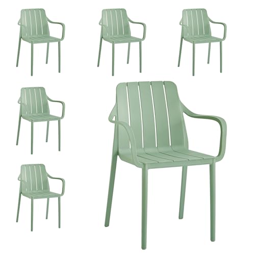 VORTIVO Gartenstühle 6er Set stapelbar - Hochwertige Outdoor-Stühle in Grün, wetterfest, UV-beständig, bis 200 kg – für Balkon, Terrasse & Esszimmer VORTIVO Gartenstühle 6er Set stapelbar - Hochwertige Outdoor-Stühle in Grün, wetterfest, UV-beständig, bis 200 kg – für Balkon, Terrasse & Esszimmer von VORTIVO
