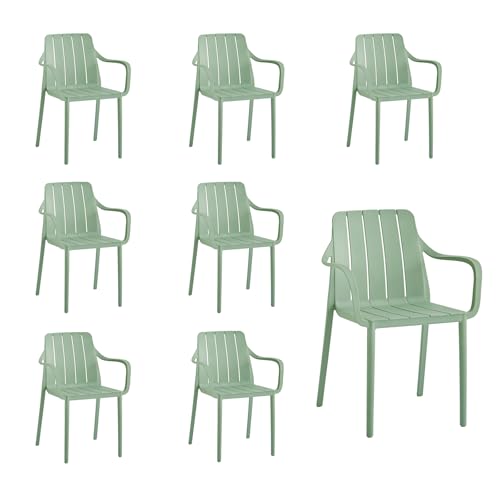 VORTIVO Gartenstühle 8er Set stapelbar - Hochwertige Outdoor-Stühle in Grün, wetterfest, UV-beständig, bis 200 kg – für Balkon, Terrasse & Esszimmer VORTIVO Gartenstühle 8er Set stapelbar - Hochwertige Outdoor-Stühle in Grün, wetterfest, UV-beständig, bis 200 kg – für Balkon, Terrasse & Esszimmer von VORTIVO