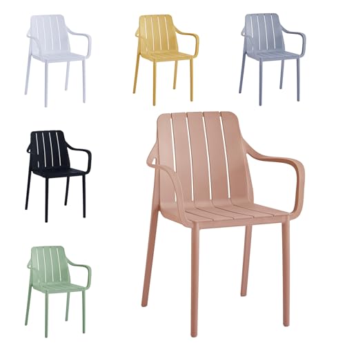 VORTIVO Gartenstuhl stapelbar - Hochwertige Outdoor-Stühle in Rosa, wetterfest, UV-beständig, bis 200 kg – für Balkon, Terrasse & Esszimmer von VORTIVO