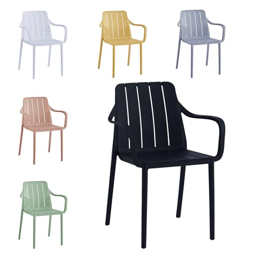 VORTIVO Gartenstuhl stapelbar - Hochwertige Outdoor-Stühle in Schwarz, wetterfest, UV-beständig, bis 200 kg – für Balkon, Terrasse & Esszimmer von VORTIVO