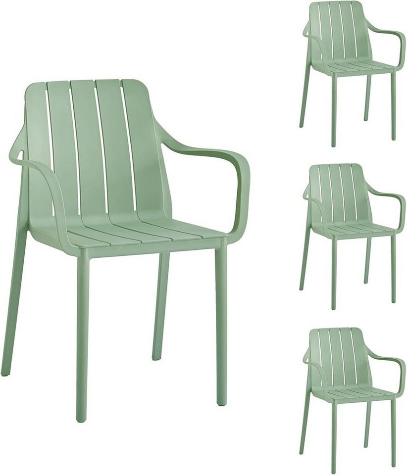 VORTIVO Gartenstuhl stapelbar – wetterfest, bis 200 kg, für Balkon, Terrasse & Esszimmer (4er-Set), bis zu 200 kg belastbar von VORTIVO