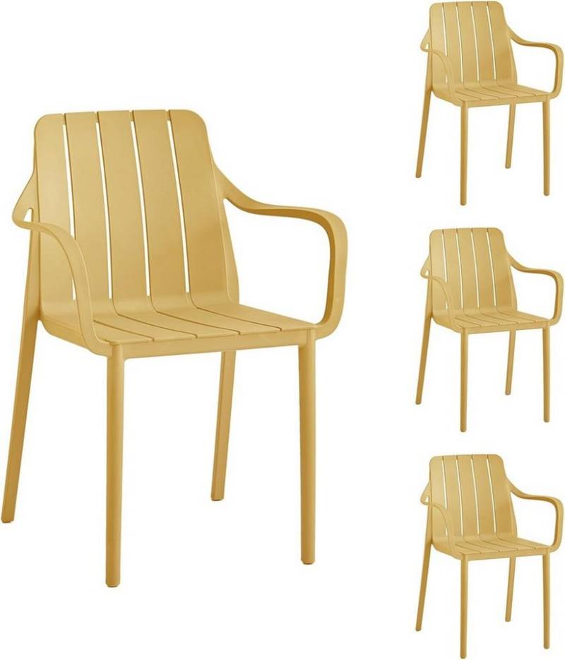 VORTIVO Gartenstuhl stapelbar – wetterfest, bis 200 kg, für Balkon, Terrasse & Esszimmer (4er-Set), bis zu 200 kg belastbar von VORTIVO