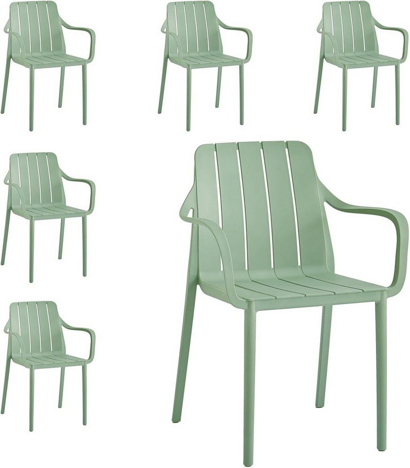 VORTIVO Gartenstuhl stapelbar – wetterfest, bis 200 kg, für Balkon, Terrasse & Esszimmer (6er-Set), bis zu 200 kg belastbar von VORTIVO