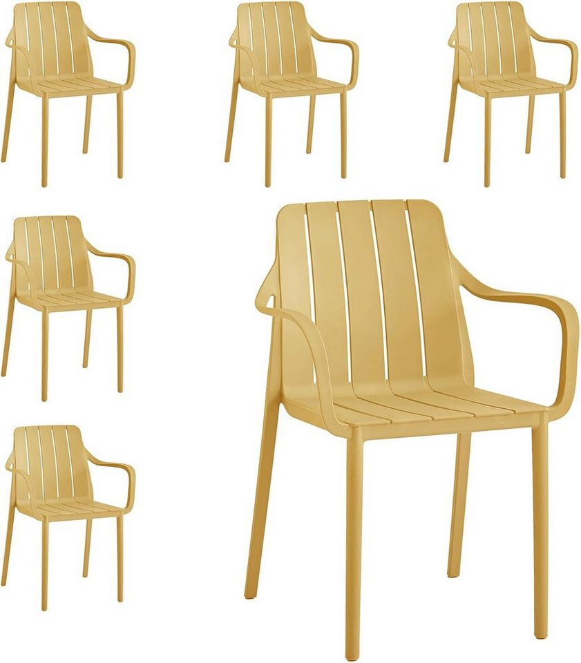 VORTIVO Gartenstuhl stapelbar – wetterfest, bis 200 kg, für Balkon, Terrasse & Esszimmer (6er-Set), bis zu 200 kg belastbar von VORTIVO