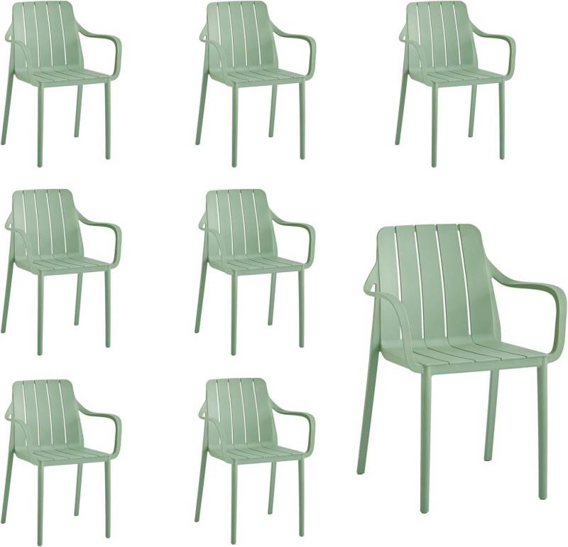 VORTIVO Gartenstuhl stapelbar – wetterfest, bis 200 kg, für Balkon, Terrasse & Esszimmer (8er-Set), bis zu 200 kg belastbar von VORTIVO