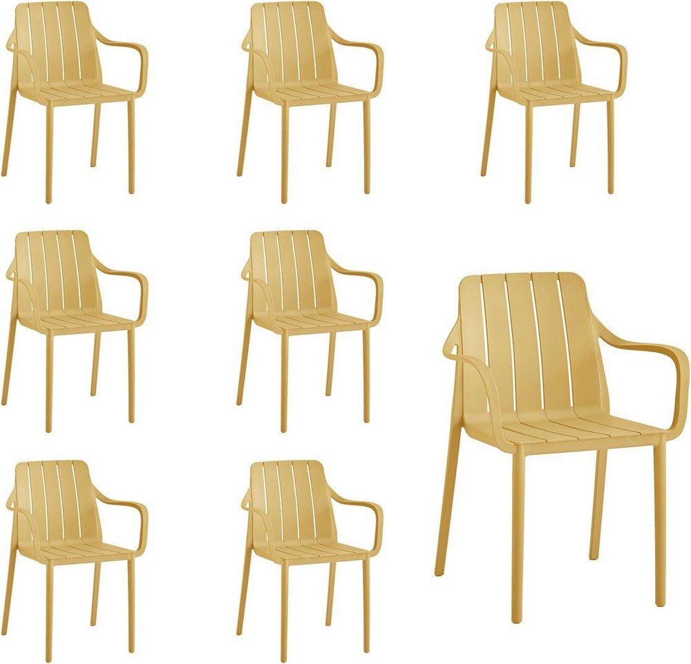 VORTIVO Gartenstuhl stapelbar – wetterfest, bis 200 kg, für Balkon, Terrasse & Esszimmer (8er-Set), bis zu 200 kg belastbar von VORTIVO
