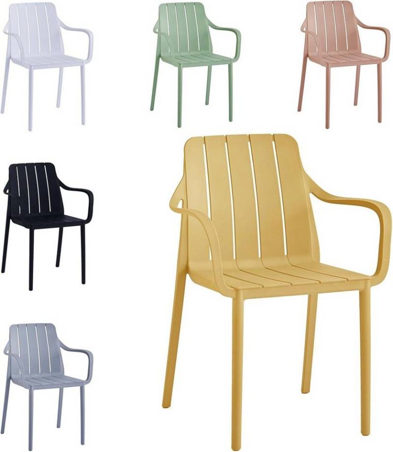 VORTIVO Stuhl Stapelstuhl – wetterfest, bis 200 kg, für Balkon, Terrasse & Esszimmer (1 St), Farbe: Gelb von VORTIVO