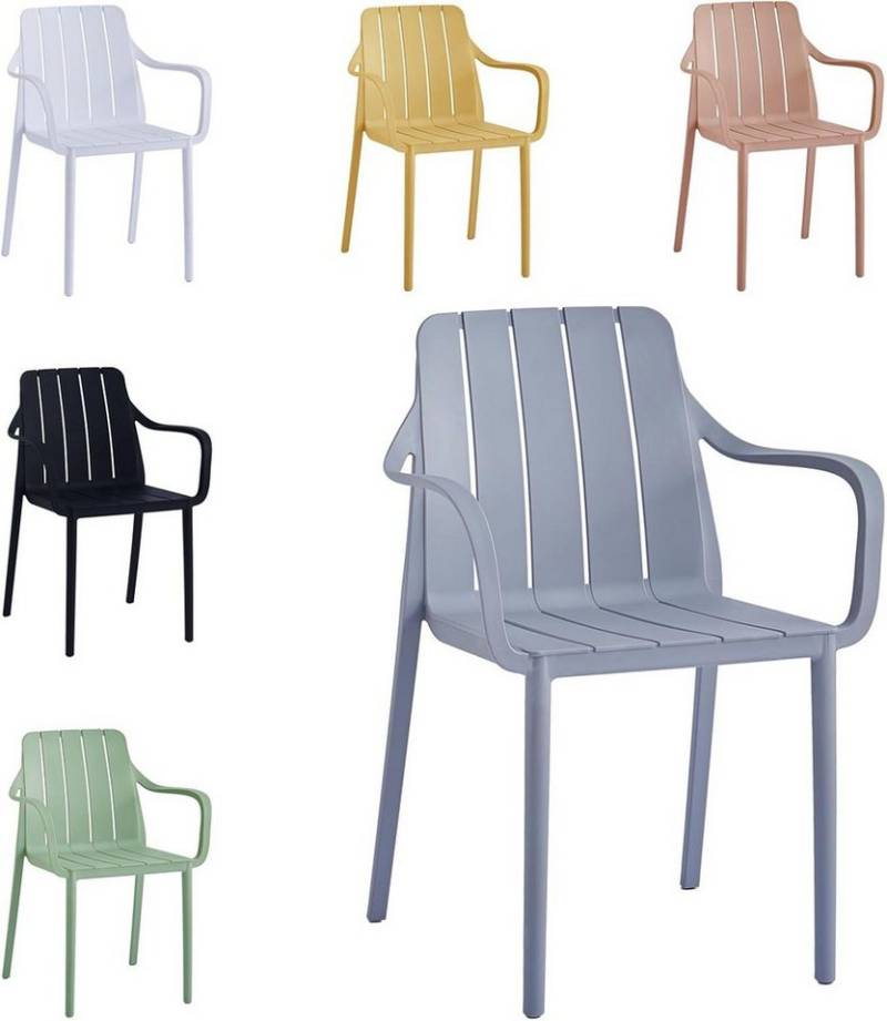 VORTIVO Stuhl Stapelstuhl – wetterfest, bis 200 kg, für Balkon, Terrasse & Esszimmer (1 St), Farbe: Grau von VORTIVO